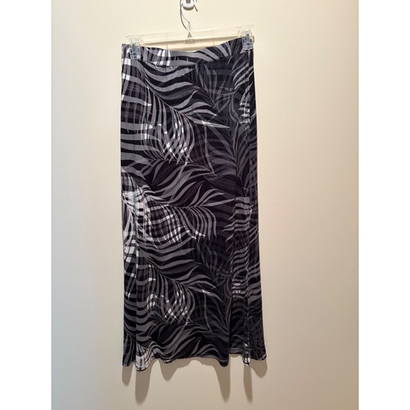 Adrianna Papell Dresses & Skirts - Adrianna Papell Womens Gray Black Tropical Palm Leaf Print Maxi Skirt Size M